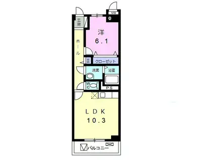 プラシード・パラッツオ(1LDK/3階)の間取り写真