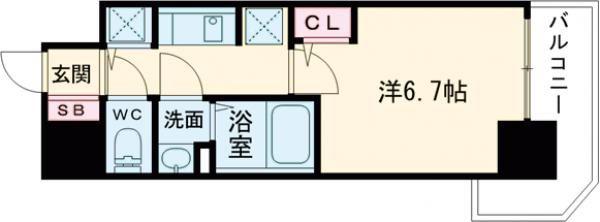 S-RESIDENCE堺湊駅前AZURE(1K/5階)の間取り写真