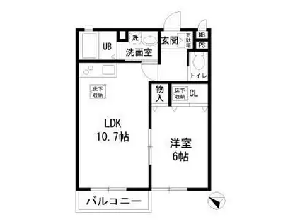 ロイヤルパーク(1LDK/1階)の間取り写真