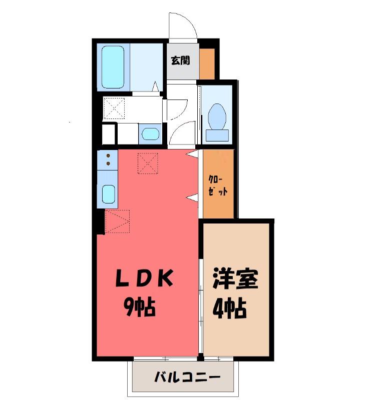 セプトガーデン新前橋(1LDK/1階)の間取り写真