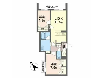 SIESTA(2LDK/3階)の間取り写真