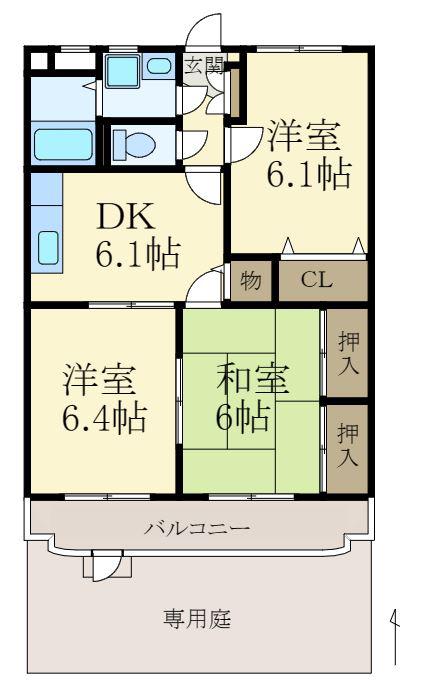 メゾン ローリエ(3DK/2階)の間取り写真