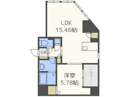 フォレステージュ西本町(1LDK/4階)の間取り写真