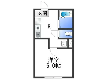 フレデリクスハウンⅡ(1K/2階)の間取り写真