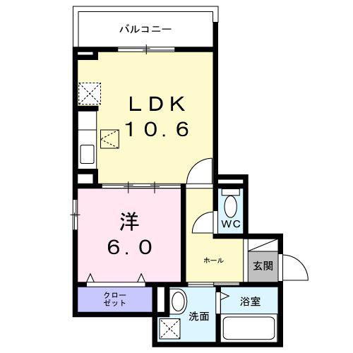 パル茨木(1LDK/1階)の間取り写真