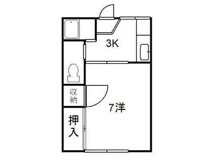 シャトー龍 205(1K/2階)の間取り写真