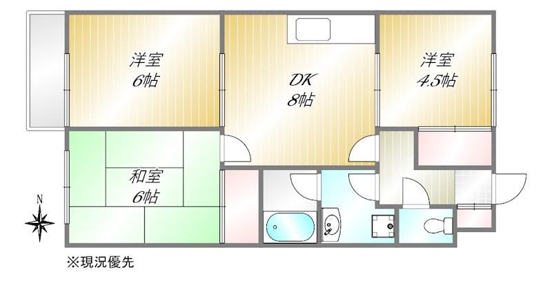 アルムヒルズ(3DK/2階)の間取り写真