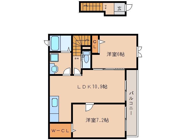 ソレイユ(2LDK/2階)の間取り写真