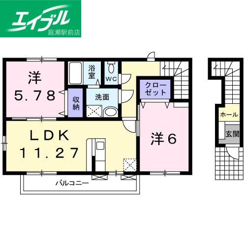 アプローズ(2LDK/2階)の間取り写真