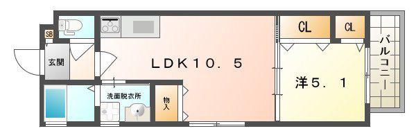 クリエオーレ三ツ島II(1LDK/3階)の間取り写真