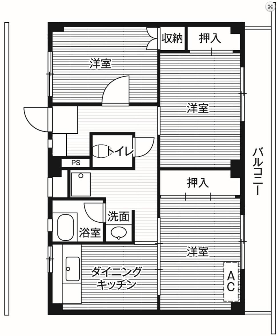 ビレッジハウス厨川2号棟(3DK/2階)の間取り写真