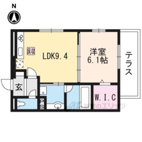 ヴェリタス黄檗Ⅰ(1LDK/1階)の間取り写真