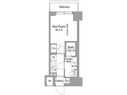 コンフォリア・リヴ横浜阪東橋(1K/4階)の間取り写真