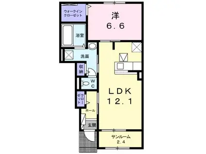 クリスタルドミール II(1LDK/1階)の間取り写真