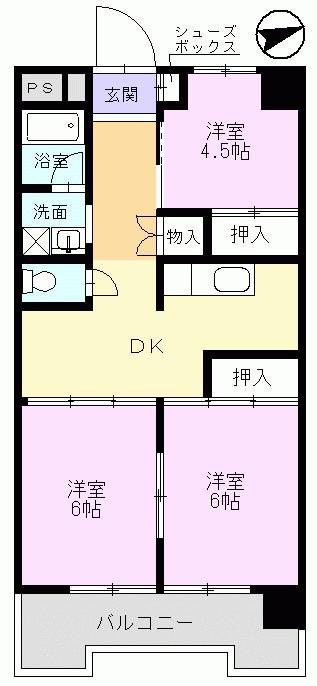 ロイヤルハイム中津川(3DK/5階)の間取り写真
