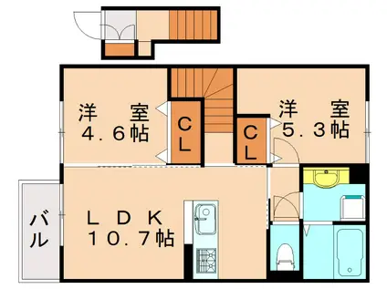 ROYAL COURT碧 I(2LDK/2階)の間取り写真