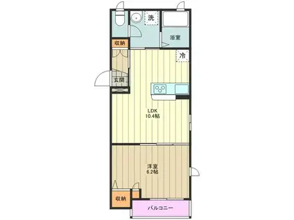 瑞雲ビル(1LDK/2階)の間取り写真