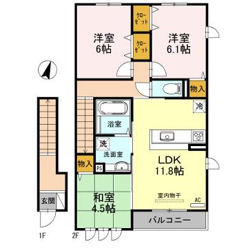 アバンツァート長砂 A棟(3LDK/2階)の間取り写真