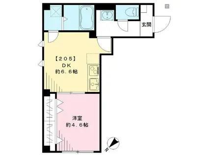 ルート・エイ(1DK/2階)の間取り写真