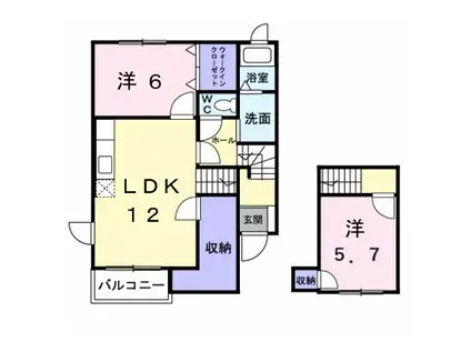 フォンテーヌ・III(2LDK/2階)の間取り写真