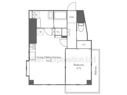 妙義坂マンション(1LDK/12階)の間取り写真