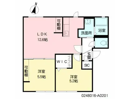 パルク・ヴァン  A棟(2LDK/2階)の間取り写真