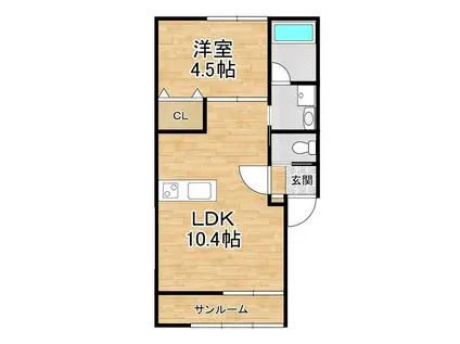 愛知川共同 A棟(1LDK/1階)の間取り写真