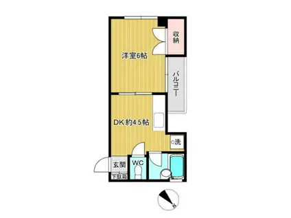 神山ビル(1DK/4階)の間取り写真