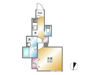 ウィンレックス京町(1K/1階)の間取り写真