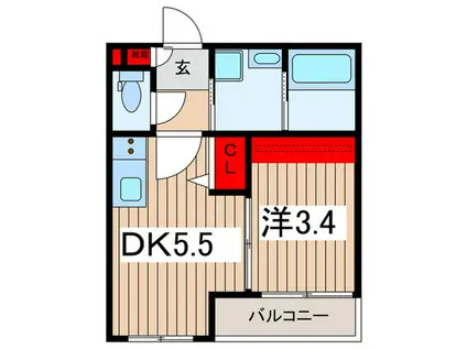 グランテラ(1DK/2階)の間取り写真