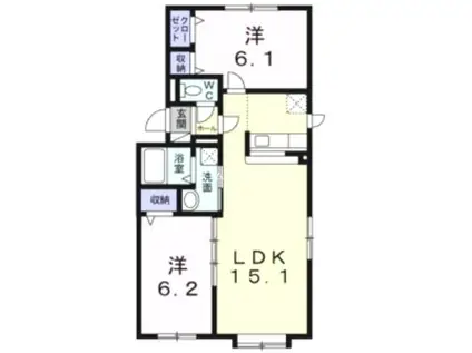 ACTUEL(2LDK/2階)の間取り写真