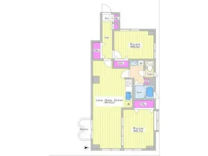 瀬里奈グリーンハイツ(2LDK/5階)の間取り写真