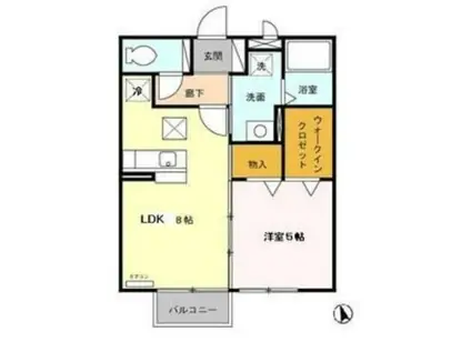 ボナール西多賀(1LDK/1階)の間取り写真