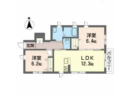 レグルスII(2LDK/1階)の間取り写真