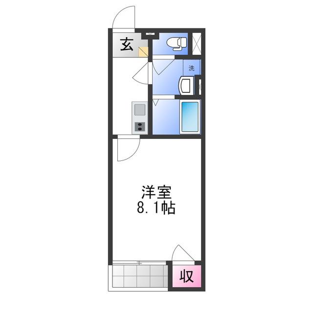 クレイノ式内(1K/2階)の間取り写真