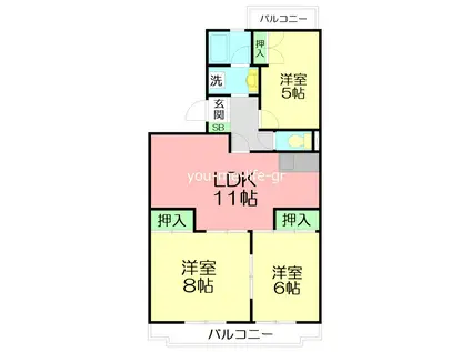 サンパレス湘南III(3LDK/1階)の間取り写真