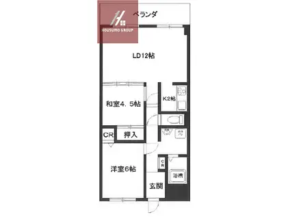 第2弥刀マンション(2LDK/2階)の間取り写真