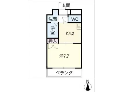 サンステイツ(1K/4階)の間取り写真