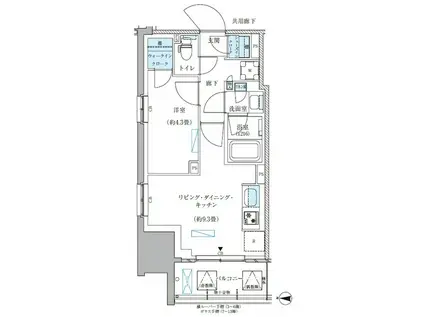 パークアクシス西大島コンフォートスクエア(1LDK/9階)の間取り写真