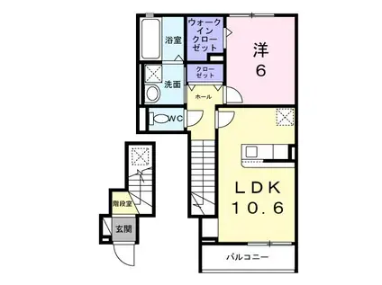 下小河原町アパート(1LDK/2階)の間取り写真