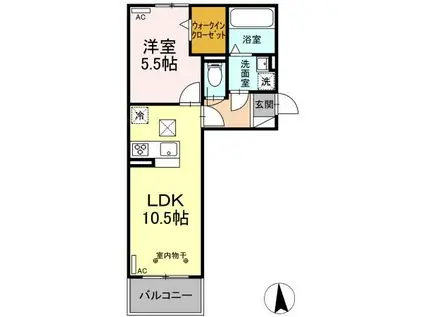 BRISA(1LDK/1階)の間取り写真