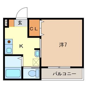 バロンドール(1K/1階)の間取り写真