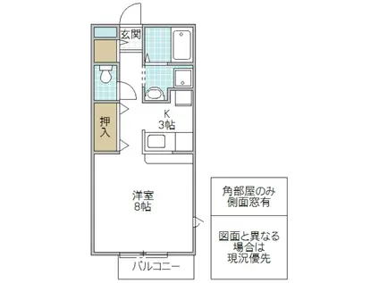 コーキB(1K/1階)の間取り写真