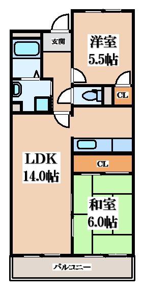 セトン旭(2LDK/3階)の間取り写真