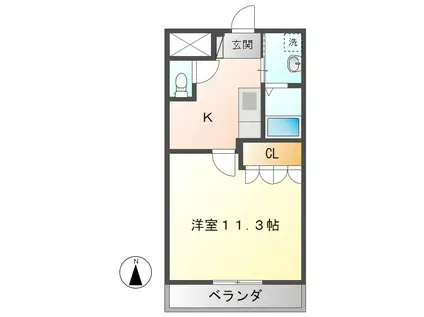 ボヤージュ・ハルII(1K/1階)の間取り写真