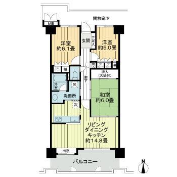 サーパス城見通第二(3LDK/7階)の間取り写真