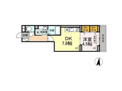 セレスティア大谷田(1DK/1階)の間取り写真