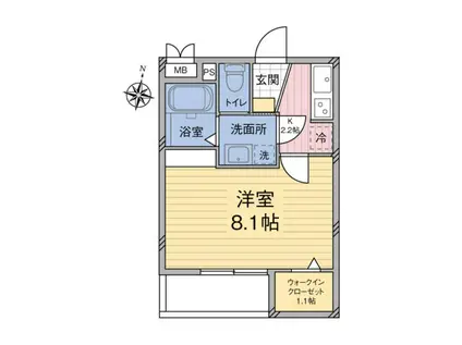 LUSH LIFE SEKIBA(1K/2階)の間取り写真