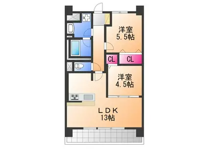 アトリエール堺寺地町(2LDK/4階)の間取り写真