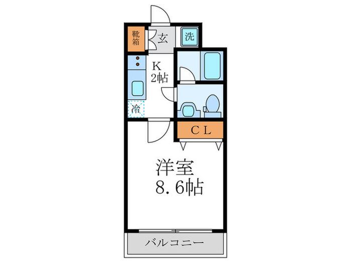 エクセレント二条城北(1K/2階)の間取り写真
